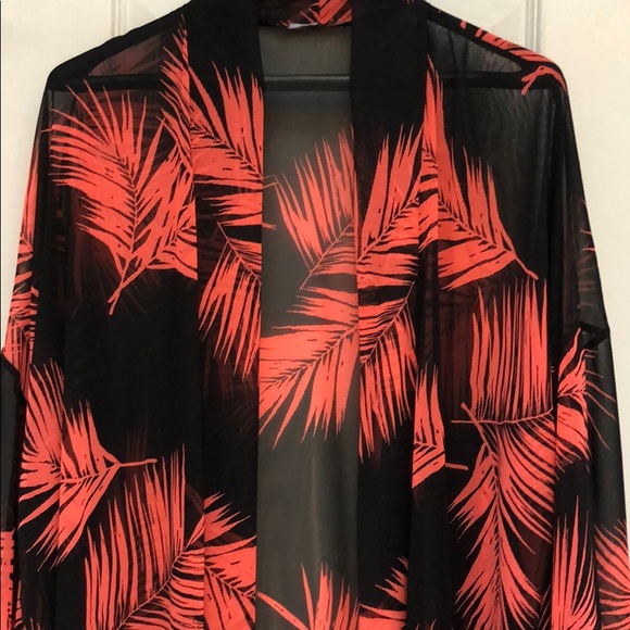 CORAL & BLACK KIMONO / CARDIGAN - Picture 6 of 8